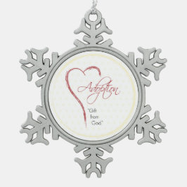 Adoption, Religiöse, Gelbe Punkte mit rotem Herzen Schneeflocken Zinn-Ornament