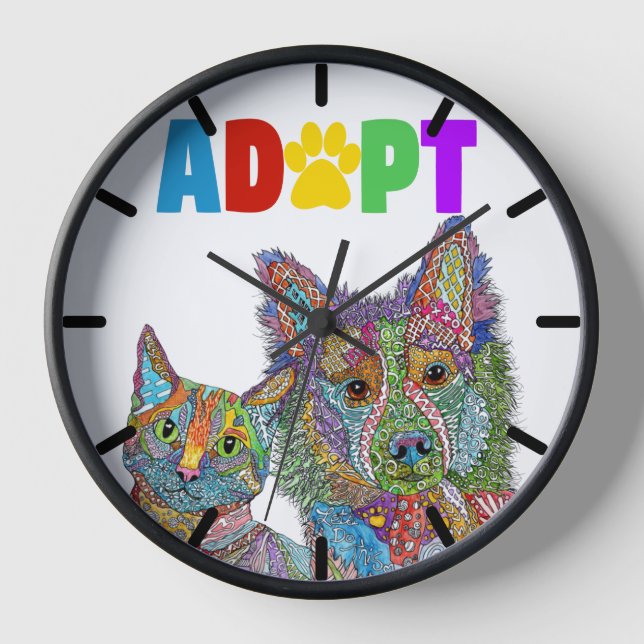 Adoption und Rettung von Hunden und Katzen Uhr (Vorderseite)