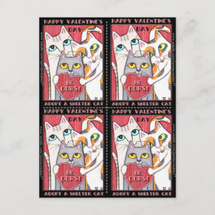 Adoption/Unterschlupf Katzen 4 Valentine Flachkart Feiertagspostkarte