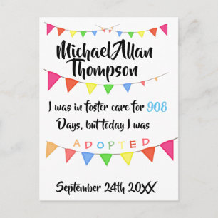 Adoption vom Pflegesorgfalt-Mitteilungs-Party Einladungspostkarte