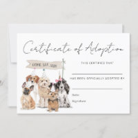 Adoption-Zertifikatskarte für pawty Puppy
