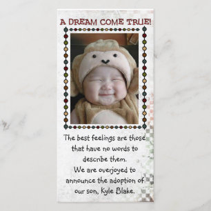 Adoptions-Fotokarte Ankündigung