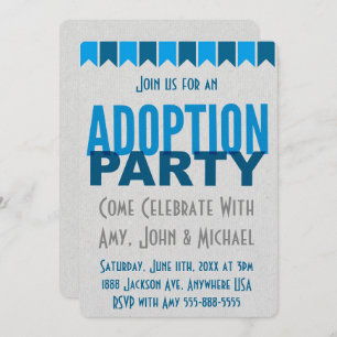 Adoptions-Party-blaue moderne Einladung