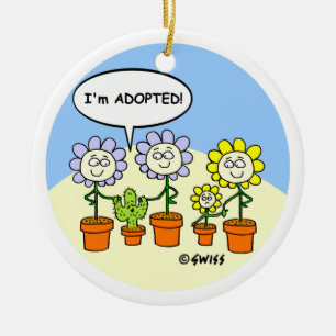 Adoptions-Thema-niedlicher Cartoon personalisiert Keramikornament