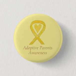 Adoptive Eltern Bewusstsein Herz Ribbon Custom But Button