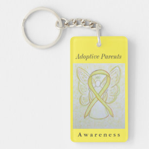 Adoptive Partys Awareness Ribbon Angel Schlüsselan Schlüsselanhänger