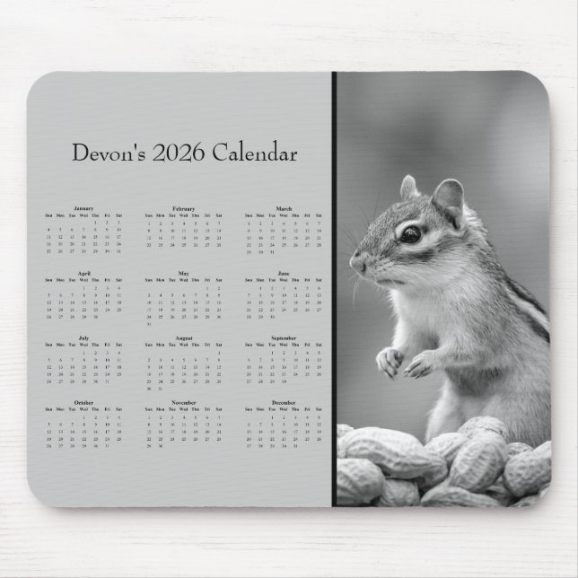 AdorablChipmunk: Benutzerdefinierter Kalender für  Mousepad (Vorne)