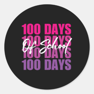 Adorable 100 Tage der Schule Retro Gradient 100th  Runder Aufkleber