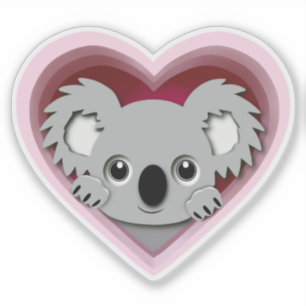 Adorable 3D Heart Koala Bärenaufkleber Aufkleber