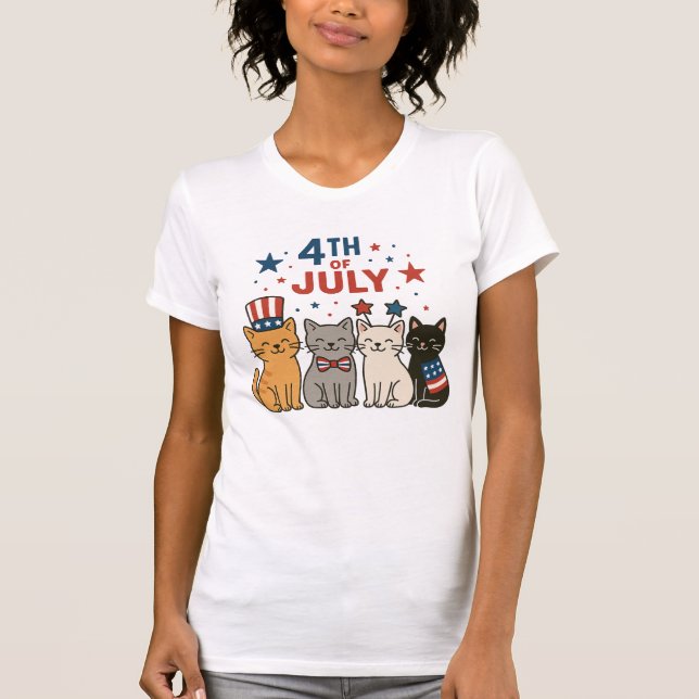 Adorable 4. Juli Katzen T - Shirt - Patriotische K (Vorderseite)