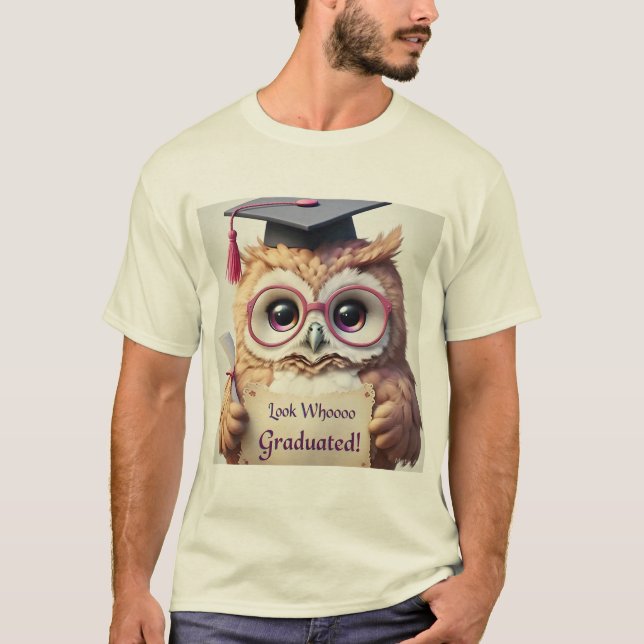 Adorable Abschluss Owl - Schau, wer studiert hat! T-Shirt (Vorderseite)