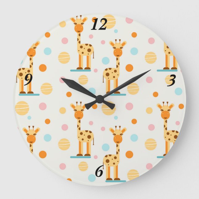 Adorable Abstrakte Giraffen Große Wanduhr (Vorderseite)