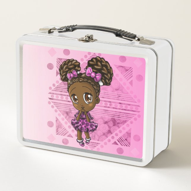 Adorable African American Girl Metall Brotdose (Vorderseite)