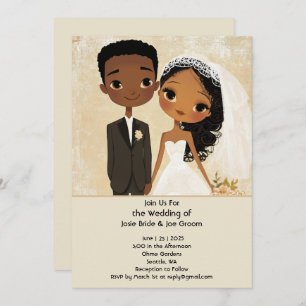 Adorable African American Hochzeit Einladung