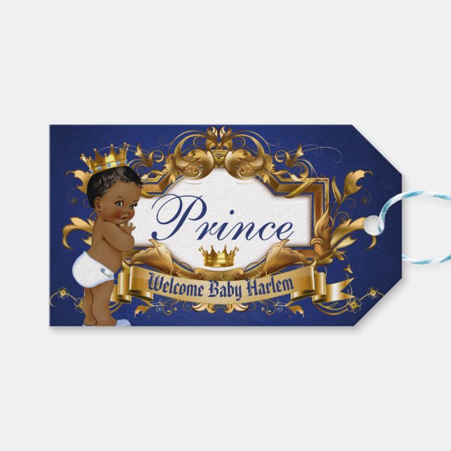 Adorable African Prince Royal Blue/Gold Foto Geschenkanhänger (Vorderseite (Horizontal))