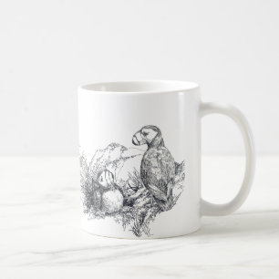 Adorable Alaska Puffins B & W Coffee Cup Tasse