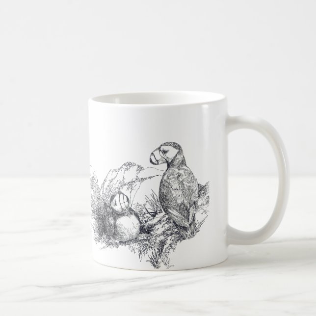 Adorable Alaska Puffins B & W Coffee Cup Tasse (Rechts)