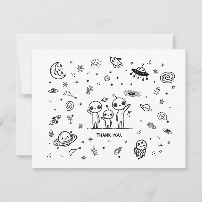 Adorable Alien Space Baby Dusche Danke Karte (Vorderseite)