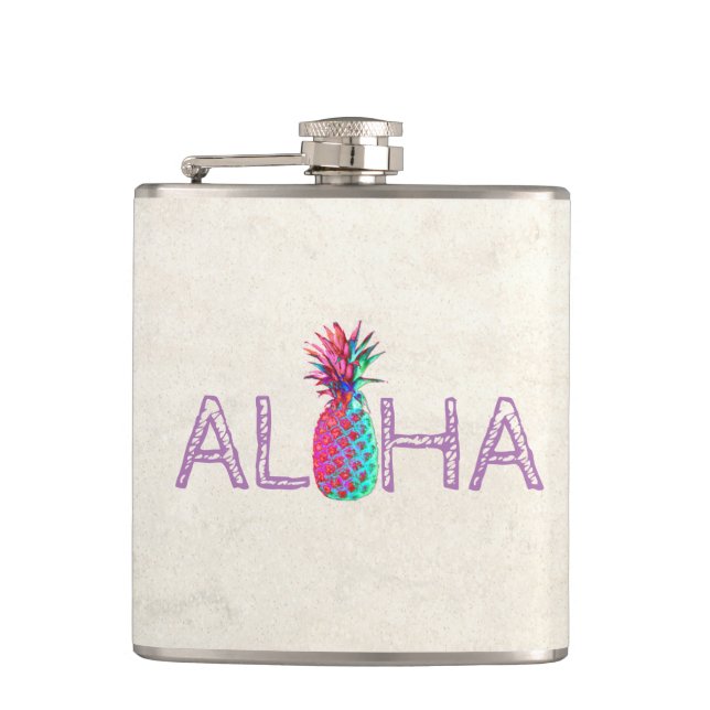Adorable Aloha Hawaiian Ananas Flachmann (Vorderseite)