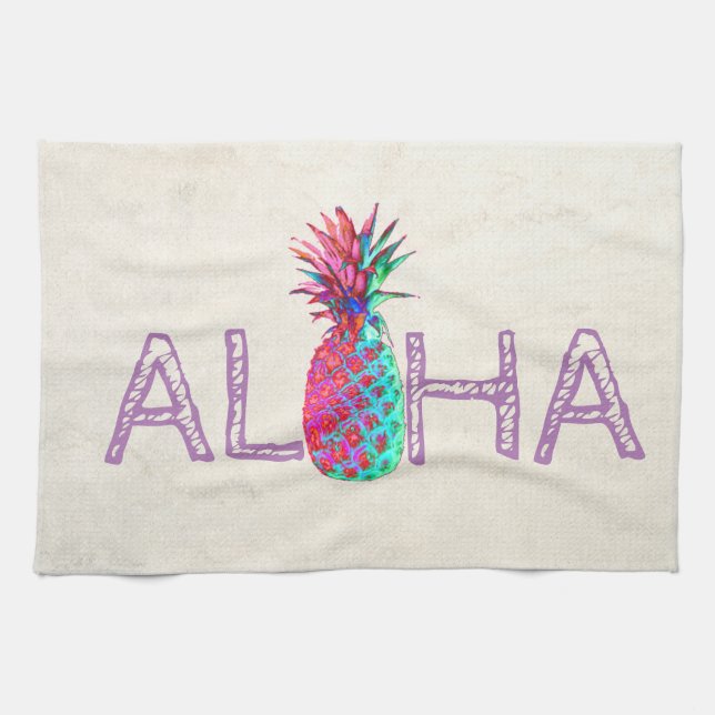 Adorable Aloha Hawaiian Ananas Geschirrtuch (Horizontal)