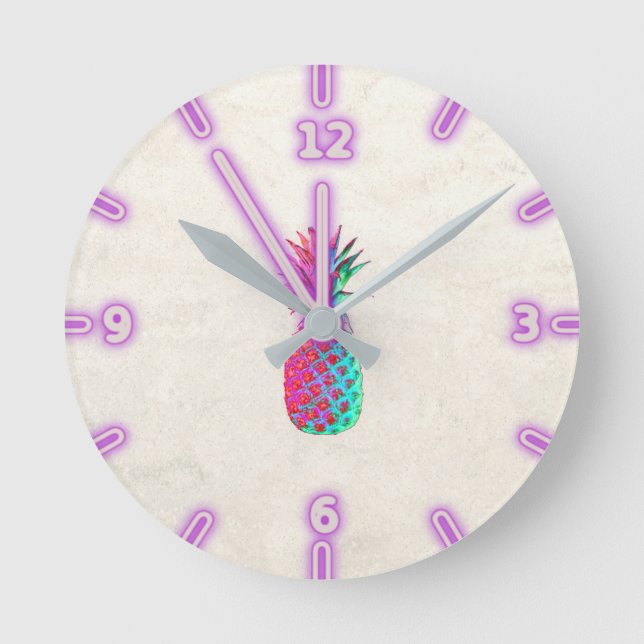 Adorable Aloha Hawaiian Ananas Runde Wanduhr (Vorderseite)
