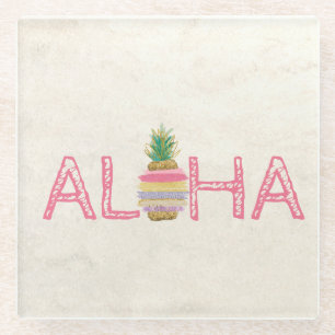 Adorable Aloha Hawaiian Striped Ananas Glasuntersetzer
