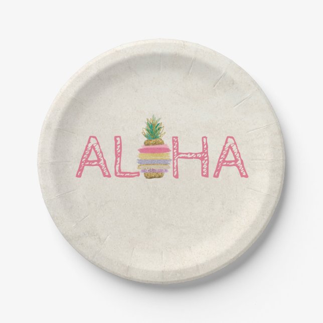 Adorable Aloha Hawaiian Striped Ananas Pappteller (Vorderseite)