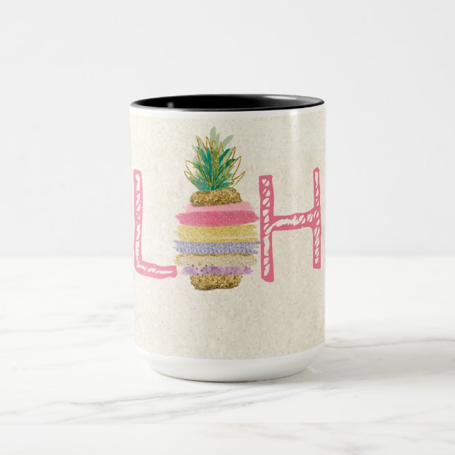 Adorable Aloha Hawaiian Striped Ananas Tasse (Zentrum)