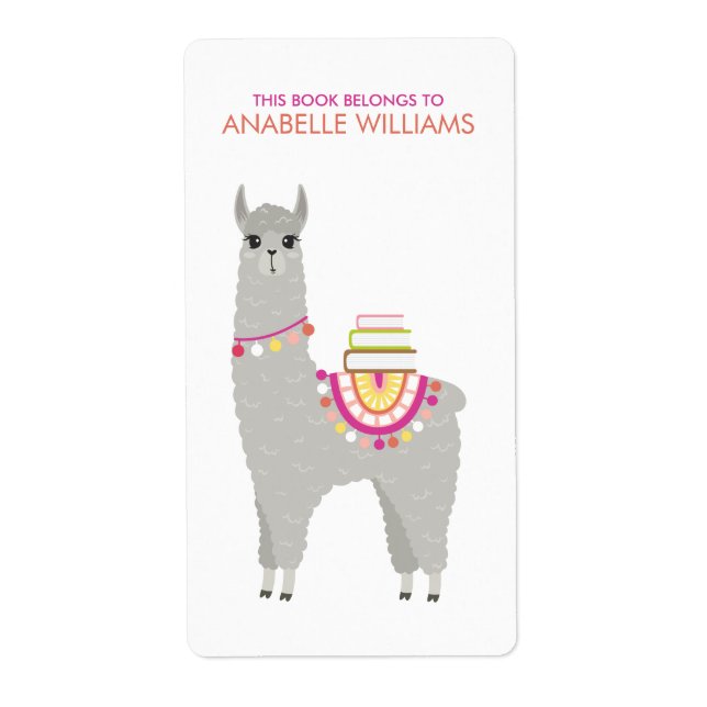 Adorable Alpaca Personalisiert Kids Buchzeichen (Vorne)