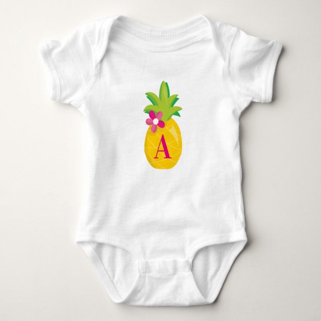 Adorable Ananas Monogramm Baby Strampler (Vorderseite)