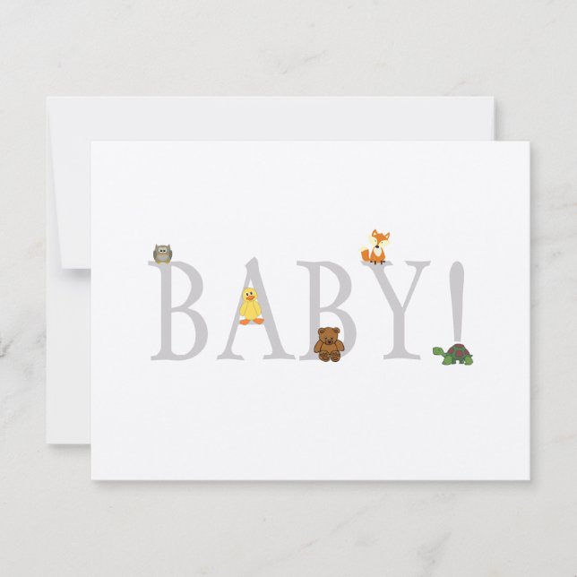 Adorable Animal Baby Dusche Vielen Dank Note Card Mitteilungskarte (Vorderseite)