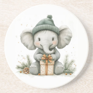 Adorable Animal Christmas Series Baby Elephant Getränkeuntersetzer