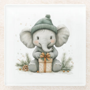 Adorable Animal Christmas Series Baby Elephant Glasuntersetzer