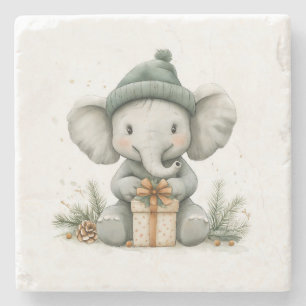 Adorable Animal Christmas Series Baby Elephant Steinuntersetzer