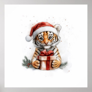 Adorable Animal Christmas Series Baby Tiger Poster