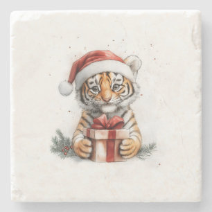 Adorable Animal Christmas Series Baby Tiger Steinuntersetzer