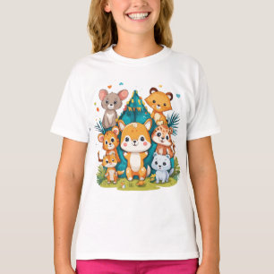 "Adorable Animal Crew" Kinderdesign des T - Shirt 