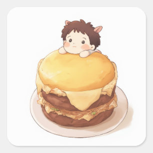 Adorable Anime-Aufkleber Quadratischer Aufkleber