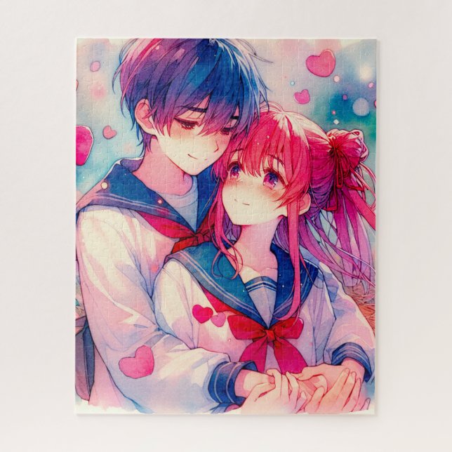 Adorable Anime Themed Valentinstag Puzzle (Vertikal)