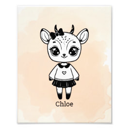 Adorable Antelope Girl - Niedliches Doodle Design Fotodruck