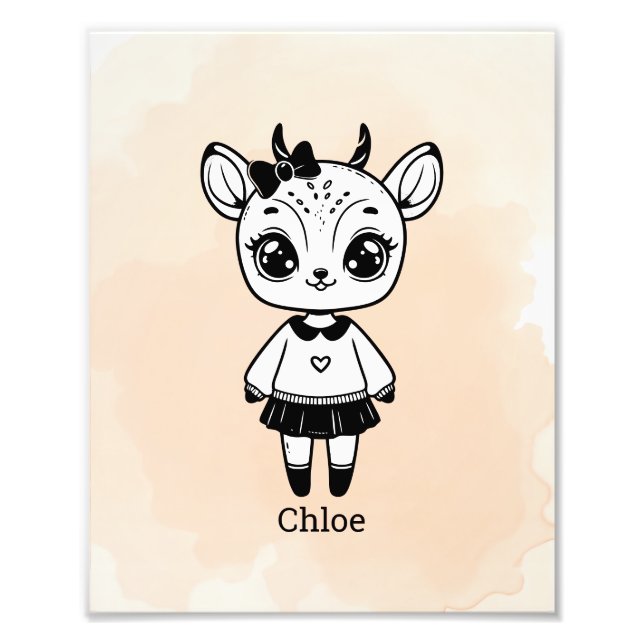 Adorable Antelope Girl - Niedliches Doodle Design Fotodruck (Vorne)