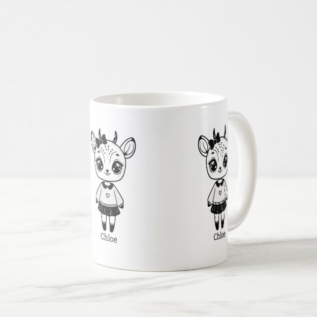 Adorable Antelope Girl - Niedliches Doodle Design Kaffeetasse (VorderseiteRechts)