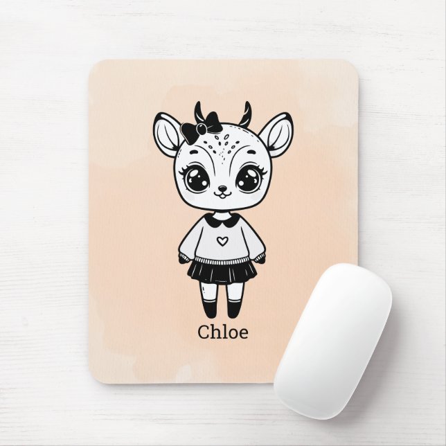 Adorable Antelope Girl - Niedliches Doodle Design Mousepad (Mit Mouse)