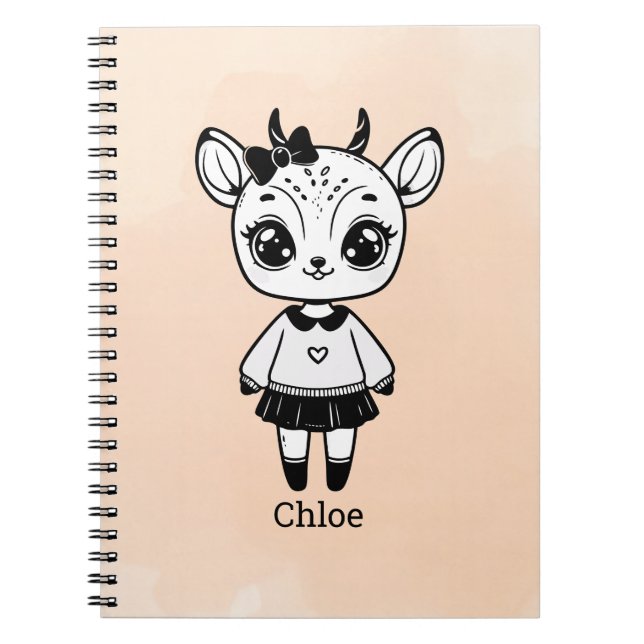 Adorable Antelope Girl - Niedliches Doodle Design Notizblock (Vorderseite)