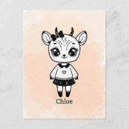 Adorable Antelope Girl - Niedliches Doodle Design Postkarte