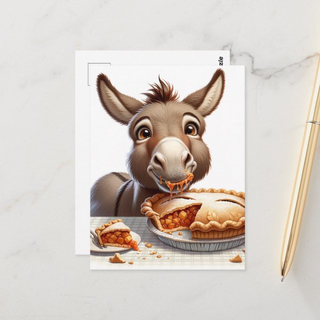 Adorable Apple Pie Donkey Postkarte (Vorderseite/Rückseite Beispiel)