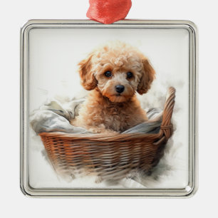 ADORABLE APRICOT FRANZÖSISCH POODLE PUPPY HUND ORNAMENT AUS METALL