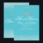 Adorable Aqua Glitzer, Sweet 16 Einladungen<br><div class="desc">Bezaubernder Aqua-Glitzer,  Sweet 16 Einladungen. Entworfen mit Glitzern,  Aqua Glitzer und einer silbernen funkelnden Krone für einen glamourösen 16 . Geburtstag Geburtstag. Die Aqua-Funkel-Einladung zum 16. Geburtstag ist eine großartige Einführung in Ihren besonderen Tag. Weitere,  koordinierende 16 . Geburtstag Party-Lieferungen finden Sie im Metro-Events Zazzle Shop und unter Metro-Event.com.</div>