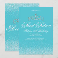Adorable Aqua Glitzer, Sweet 16 Einladungen