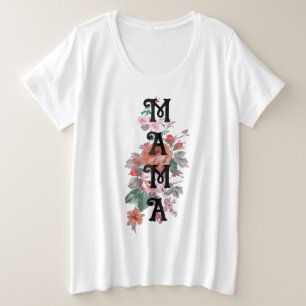 Adorable Aquarellfarben Blume l Mama Große Größe T-Shirt